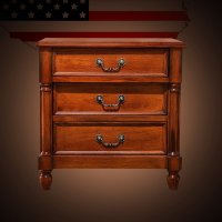 古卡罗 美式床头柜 高端实木床头柜 床边储物柜子 边柜 柜子LN102床头柜