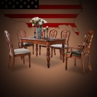 古卡罗 全实木美式餐桌 欧式餐桌 长方形餐台 餐桌椅组合桌子 餐桌 1.4m