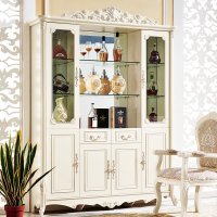 古卡罗家具 欧式酒柜 法式四门玻璃红酒柜 客厅间厅柜储物柜
