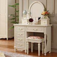 古卡罗 梳妆台 韩式田园实木化妆台欧式卧室家具简约小妆台凳套装