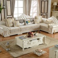 古卡罗 欧式沙发 客厅实木转角L形布艺真皮沙发组合