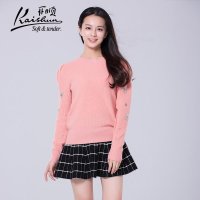 开顺2015秋冬新款甜美100%羊毛公主袖女款女式针织套衫