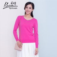 金开顺2015冬季新款100%山羊绒衫V领修身女士圆领针织羊绒套衫