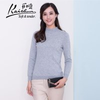 金开顺2015冬季新款100%羊绒纯色半高领女式修身羊绒针织套衫