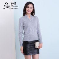 金开顺2015冬季新款纯色100%羊绒半高领纯色带钻女式短款针织套