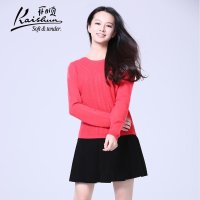 金开顺2015秋冬新款100%山羊绒衫女士圆领短款毛衣羊绒针织套衫