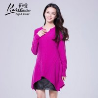 金开顺2015秋冬新款100%山羊绒衫女式休闲针织衫中长款毛衣套衫