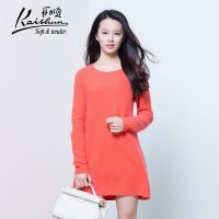 金开顺2015冬季新款100%山羊绒衫女式修身圆领羊绒连衣裙针织衫