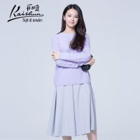 金开顺2015冬季新款100%羊绒衫钩花镂空女式针织圆领短款套衫