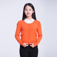 开顺2015冬季新款低圆领女式针织纯色开衫