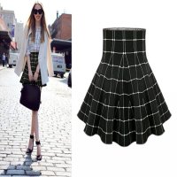 2016新款毛呢短裙秋冬裙子女格子半身裙秋伞裙高腰摆裙大码a字裙