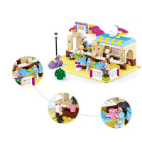 小鲁班 粉色梦想系列公主城堡女孩积木拼装玩具 露天餐厅B0530