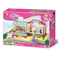 小鲁班 粉色梦想系列公主城堡女孩积木拼装玩具 露天餐厅B0530