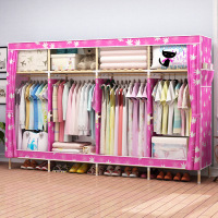 佳家达(JIAJIADA)木质牛津布衣柜木头简易布艺简约现代组装衣橱大容量单双人收纳柜