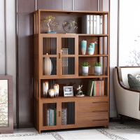 佳家达(JIAJIADA) 书架置物架复古书柜创意落地自由组合收纳架简易带抽屉新中式书架