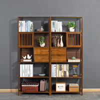 佳家达(JIAJIADA) 仿古书柜书架落地简易多层实木抽屉置物架组合学生书架新中式书架