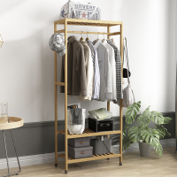 佳家达(JIAJIADA) 简易衣柜家用多功能衣架卧室挂衣架子竹简约现代实木落地式衣帽架