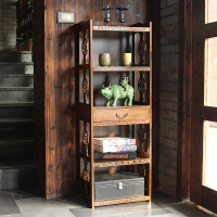佳家达(JIAJIADA) 仿古书柜书架落地简约多层实木抽屉茶室置物架组合书架新中式书架