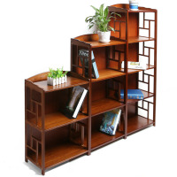 佳家达(JIAJIADA) 仿古楠竹书架置物架胡桃色书柜烤箱架子茶叶架多功能储物架收纳架