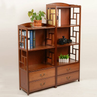 佳家达(JIAJIADA) 仿古楠竹置物架书架书柜多功能收纳架书房客厅带抽屉整理层柜架子