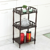 佳家达(JIAJIADA) 仿古置物架欧式茶杯架茶叶架厨房杂物架中式电话架边架红木色花架