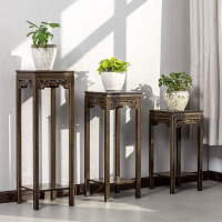 佳家达(JIAJIADA) 复古花架楠竹花几仿鸡翅木色花架中式落地花盆架子实木质花台