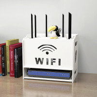 佳家达(JIAJIADA) 书香人嘉 欣颖家居 wifi路由器收纳盒 电线插座猫机顶盒置物架 集线理线盒子壁挂免打孔