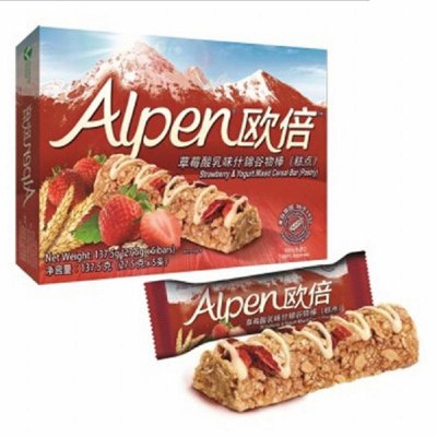 欧倍(Alpen)草莓酸乳味什锦谷物棒 (糕点)5条装 137.5g