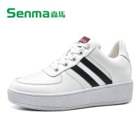 SENMA/森马2016春新品休闲女鞋松糕底圆头学院系带白色韩版板鞋女