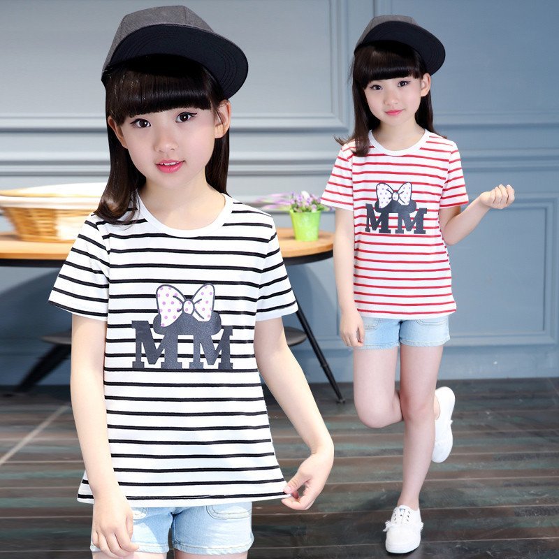 2018夏季新款女童短袖t恤童装儿童衬衫韩版女大童薄款圆领上衣宝宝