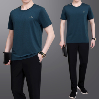 金蔚臻中老年运动套装男夏季冰丝短袖运动服夏天中年男士宽松休闲爸爸夏装父亲节衣服