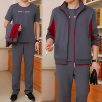 金蔚臻 秋季中老年运动套装男爸爸装运动服装休闲中年跑步父亲运动服三件套