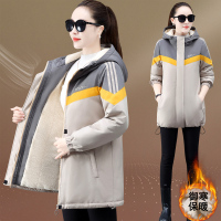 金蔚臻 棉衣棉服女秋冬季2021新款中长款派克服加绒加厚夹克棉袄羊羔毛连帽保暖运动外套