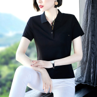 金蔚臻轻奢品牌短袖t恤女夏季2022新款中年妈妈半袖翻领休闲运动上衣纯色有领polo衫T