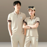 金蔚臻情侣装夏装2023夏季新款POLO衫男士短袖t恤休闲两件套女运动套装