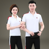 金蔚臻中老年运动套装男夏季爸爸妈妈休闲情侣装夏装女士广场舞服装