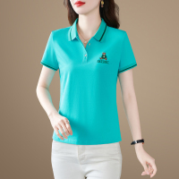 金蔚臻·棉质夏季短袖T恤女2023新款翻领宽松运动时尚polo衫休闲休闲上衣