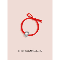 狗旺财发绳女红色本命年99纯银头绳手链两用简约小皮筋个性扎头发