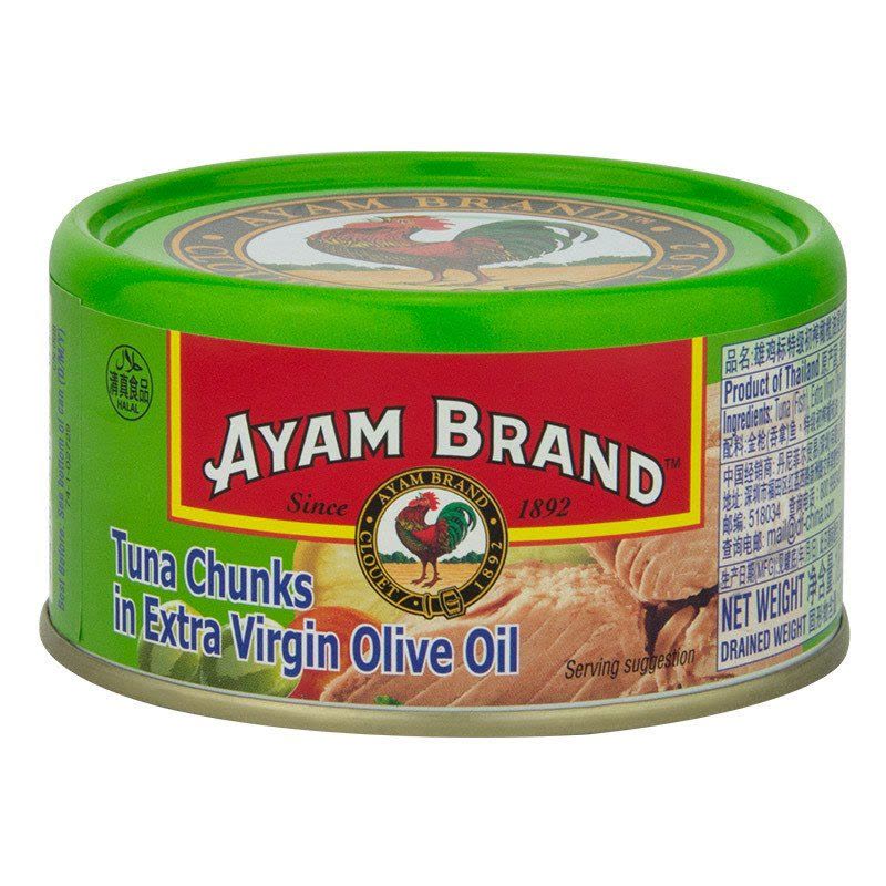 马来西亚馆 雄鸡标/AYAM BRAND 特级初榨橄榄油浸金枪鱼块罐头 185g*1罐图片