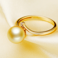 海瞳 14K金 南洋珍珠戒指 简约款 正圆 金色海水珍珠戒指 珍珠 送朋友爱人
