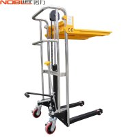 诺力行李堆高车迷你液压平台叉车400公斤升高1.2米PS0412轻型手动搬运托盘举升小推车