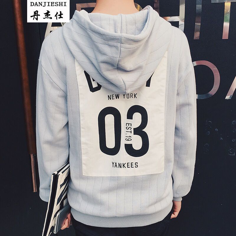 丹杰仕 （DANJIESHI）17春秋新款卫衣外衣 连帽卫衣 男士连帽字母印花卫衣男127