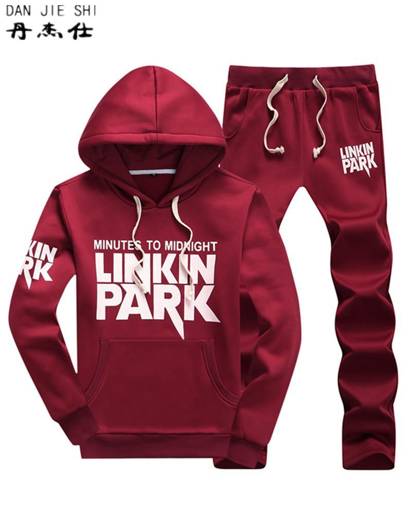 丹杰仕秋冬内衬加绒连帽卫衣套装男 韩版修身时尚印花卫衣卫裤套装 青少年潮流个性休闲运动套装