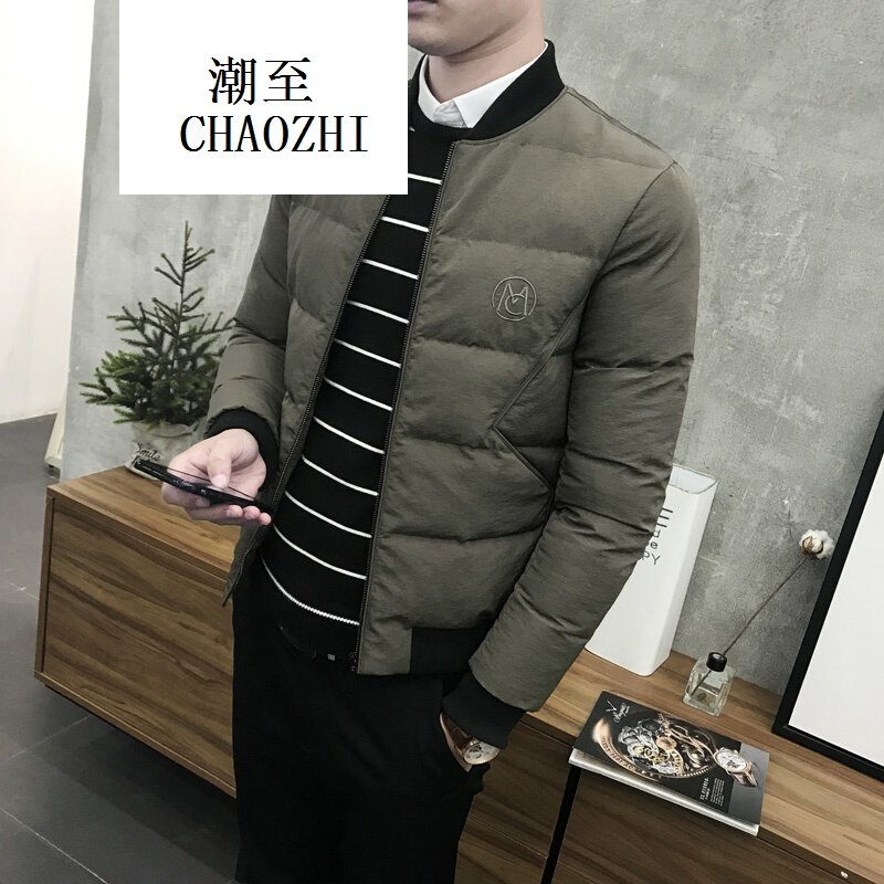2017新款男士大码冬季男士短棉衣韩版修身潮棉服男绣花时尚百搭潮流男装