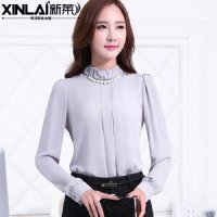 2015秋冬季新品职业装女士修身高领长袖衬衣韩版OL打底衫休闲衬衣