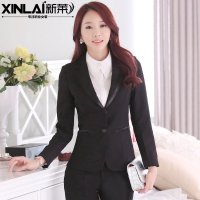 时尚大码OL职业套装工作服秋冬季新款修身显瘦女士西服美容院正装