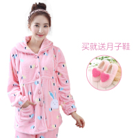 绵孕儿[买就送月子鞋]秋冬季新品月子服孕妇睡衣加厚珊瑚绒外出哺乳衣法兰绒产后家居服套装