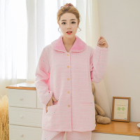[买就送月子鞋]绵孕儿秋冬新款 产后空气棉夹层孕妇睡衣 长袖月子服套装 可爱喂奶哺乳衣