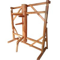 Ruaisen框架式原木咏春木人桩 可调节桩手木桩 移动脚架式木人桩