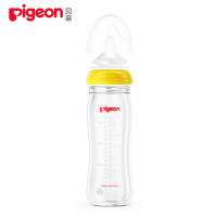 【满99减10元】贝亲（Pigeon）宽口径玻璃奶瓶240ml配M奶嘴黄色